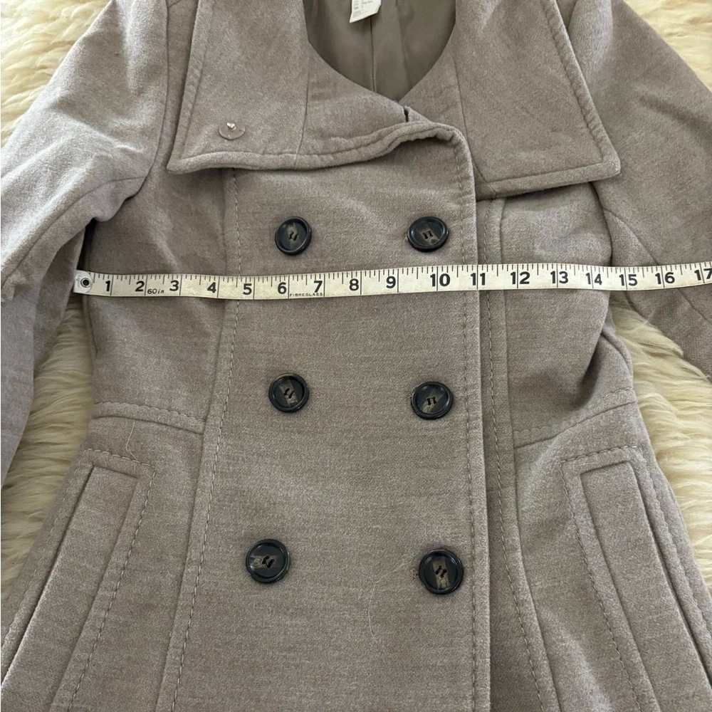 H&M Tan Warm Blazer Pea Coat with Snap Up Collar